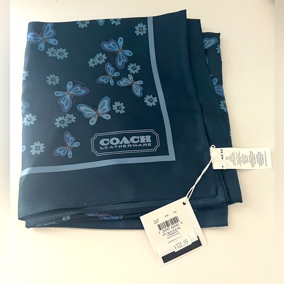 New Coach Outlet Lovely Butterfly Print Silk Square Scarf - Picture 5 of 5
